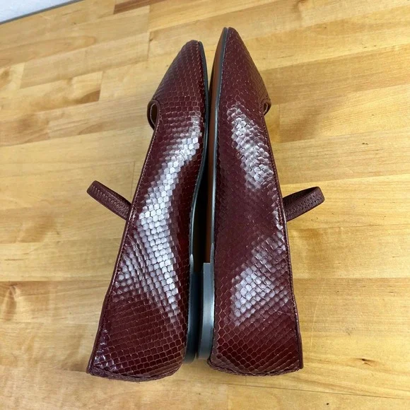 Madewell Greta Ballet Flat Size 9 Burgundy Snake Leather Mary Jane Square Toe - Picture 5 of 9